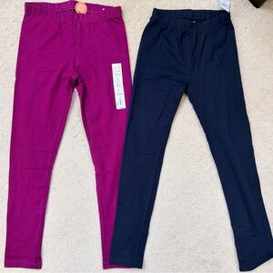 NWT Two Pairs Girls Leggings - Fuchsia and Dark Blue